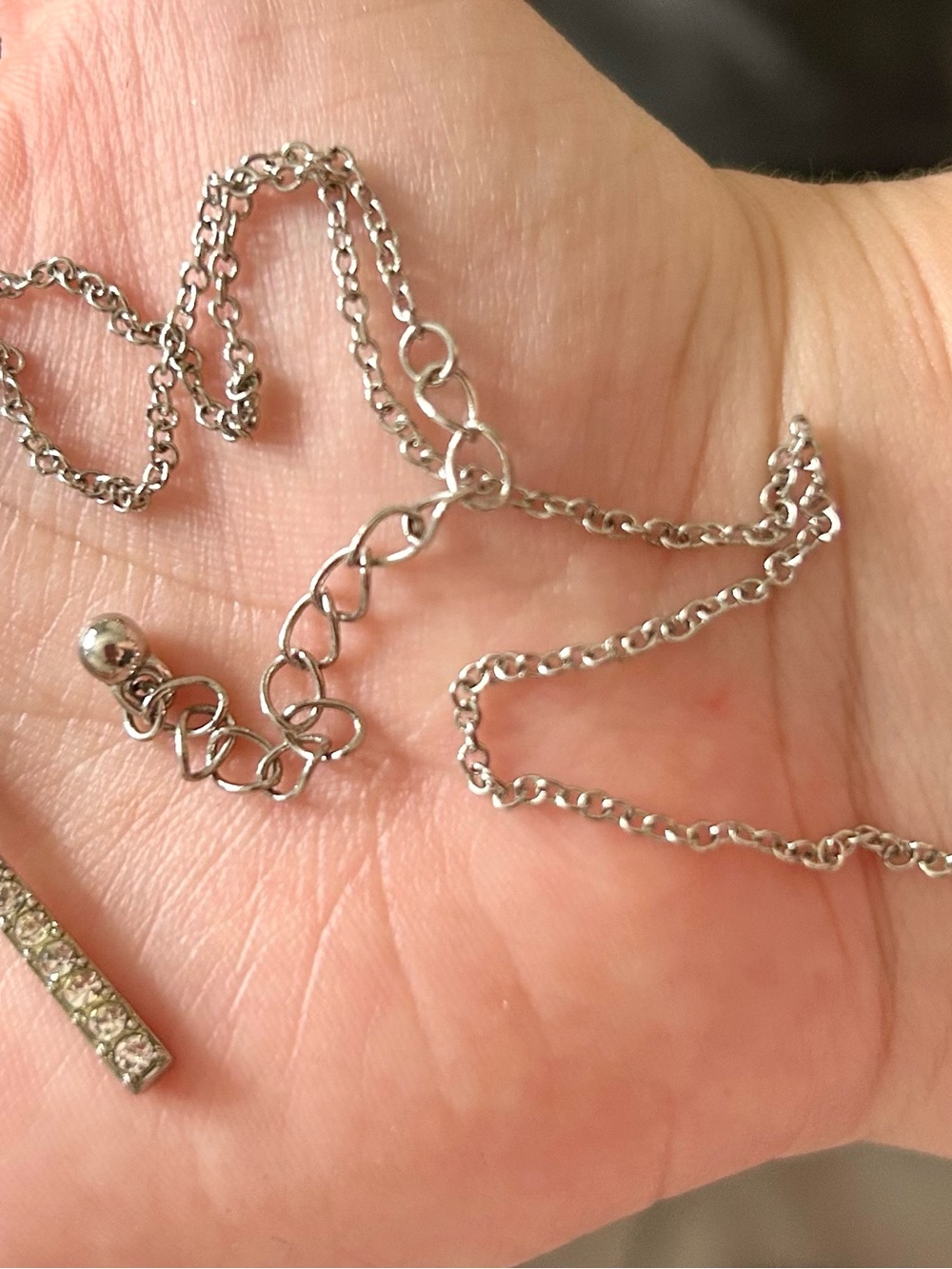 Silver Crystal Bar Pendant Necklace - Women Jewelry